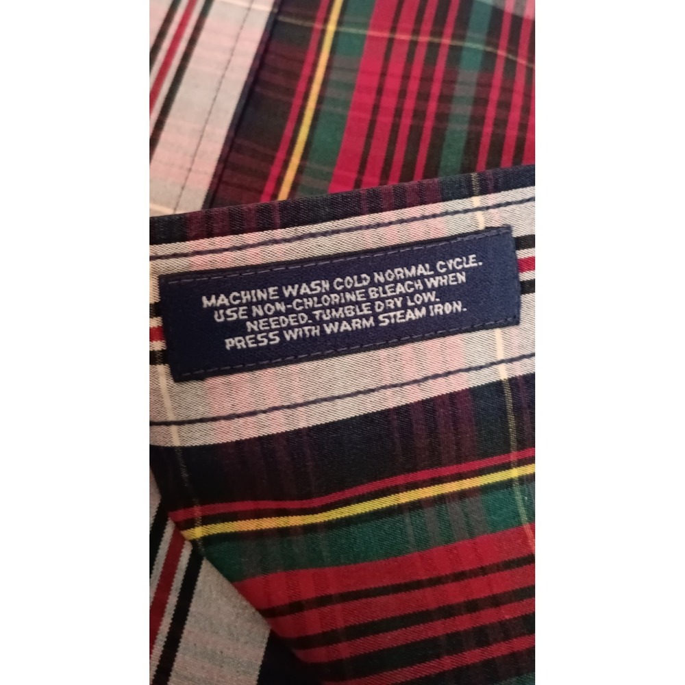 mens shirt size L Long Sleeve button up 90s y2k colorful plaid old money preppy - Picture 8 of 11